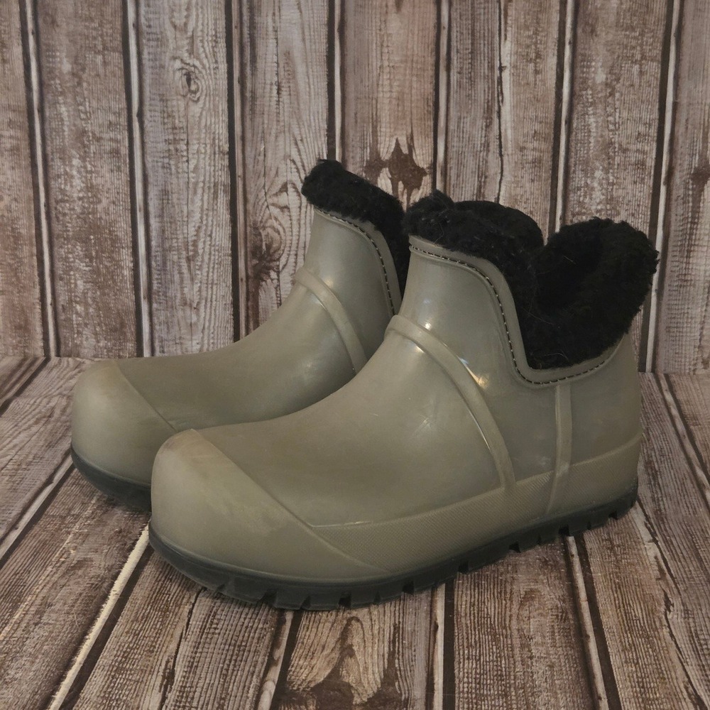 Sz 7 US Womens UGG Raincloud Clear UGGPlush Wool Lined Waterproof Rain Boots